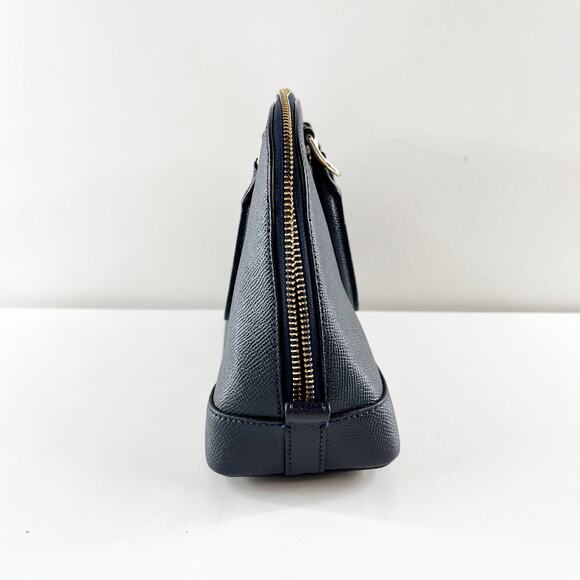 Coach Mini Sierra Leather Satchel Dome Purse Navy Blue - Picture 6 of 8